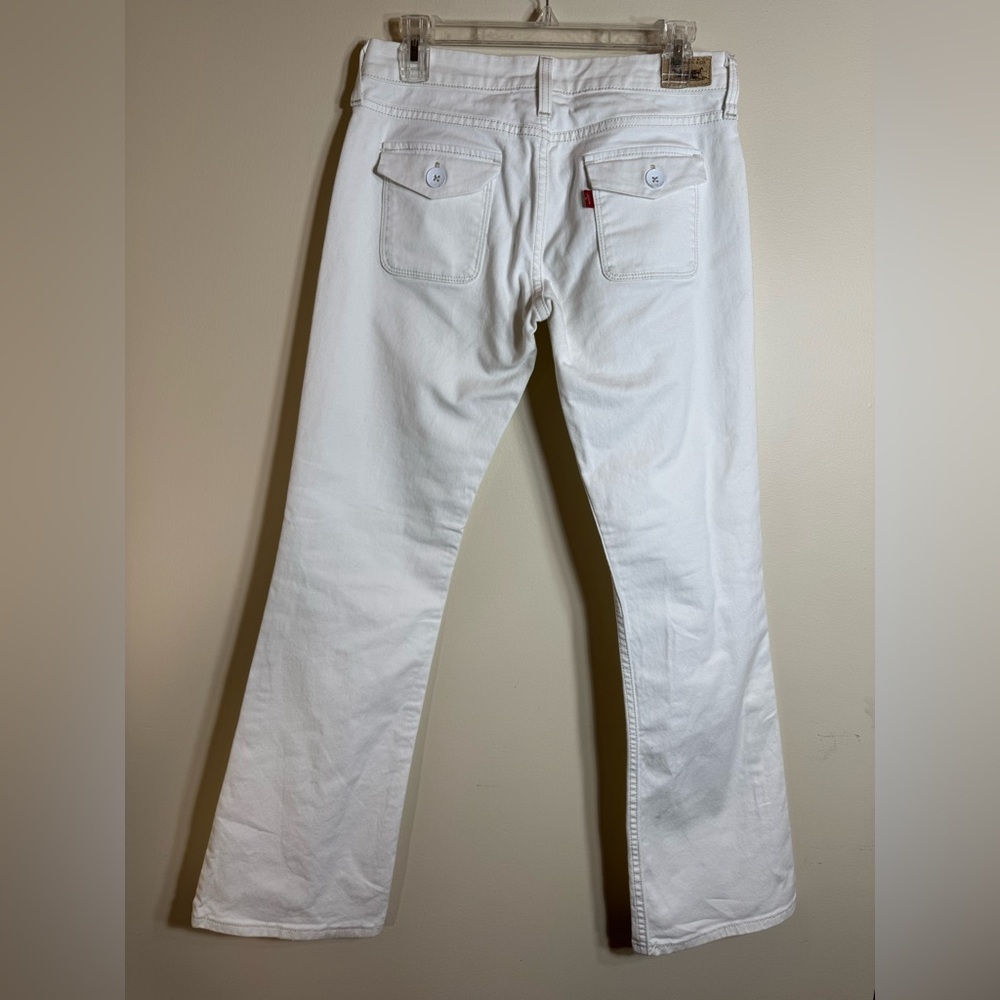 Levi’s the original 545 low bootcut white flip back‎ pocket brown stitching Sz 4 - Picture 8 of 15